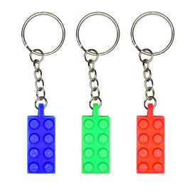 3-Piece Colorful Building Block Keychains – Fun, durable key rings for keys, bags & DIY projects. Compatible with 3D printed light switch covers, perfect as party favors, gifts & collectibles