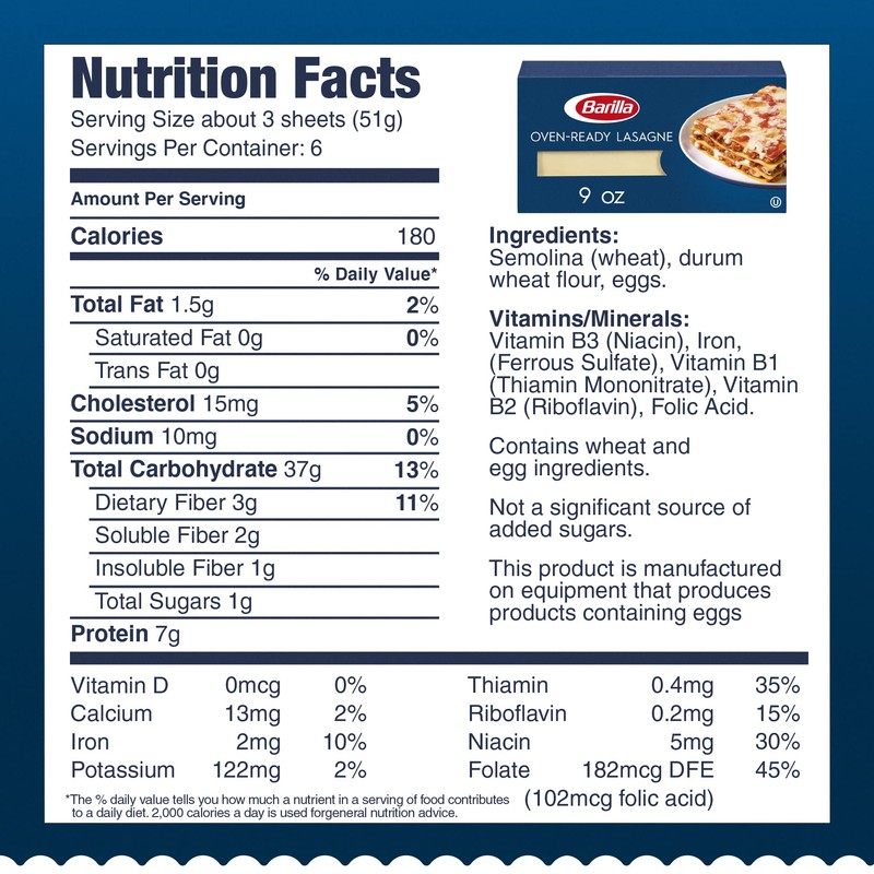 Barilla Oven-Ready Lasagne, 9 Oz