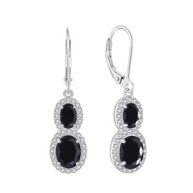 TIMFROZ 925 Sterling Silver 5A Cubic Zirconia Infinity Dangle Drop Earrings Leverback Earrings for Women Black Cubic Zirconia Anniversary Mother's Day Birthday Christmas Gifts for Her