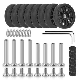Domiella 8 PCs 1.97in / 50mm Luggage Wheels Replacement, Smooth Swivel Caster Wheels, Wear-Resistant Rubber Suitcase Trolley Wheels Repair Kit, A24