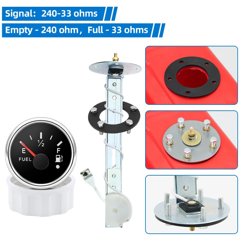 MAIMEIMI 52mm Boat Fuel Level Gauge 240-33ohms with Fuel Float
