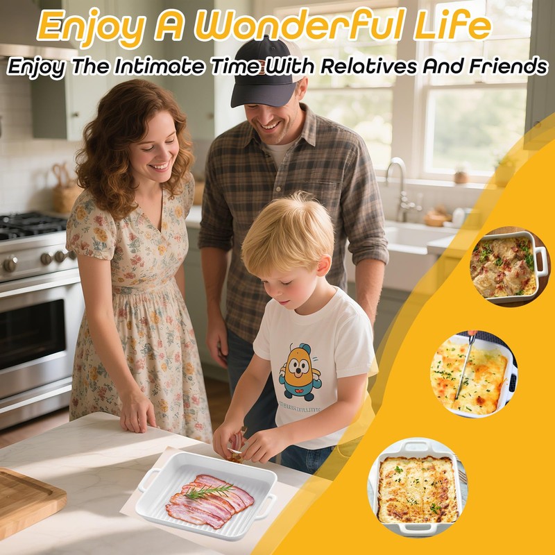 Upgraded White Ceramic Bacon Baking Tray, Microwave-Safe Bacon Cooking Tray,