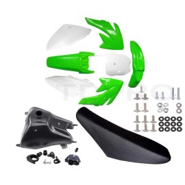 Unbranded Plastics Fairing Kit Tank Seat Bolts For Honda CRF70 XR70 Dirt Pit Bike 140c 125 - Green&White
