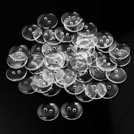 Pack of 50 Transparent Buttons, 15 mm Reversible Buttons for Sewing, 2 Holes Buttons for Clothing, Bedding, Crafts and Sewing