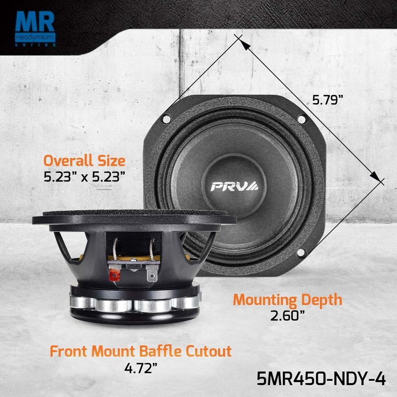 PRV AUDIO 5MR450-NDY-4, 5 Inches Midrange Speaker, High End Neodymium