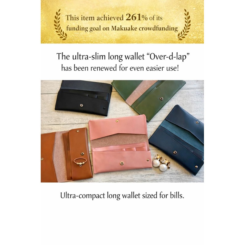 Cowhide Leather, Bill Size, Extra Small Long Wallet, Over'd-lap Mini