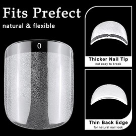 Almond Fake Nail Tips -600Pcs Medium Soft Gel Nail Tips Almond Shape Pre Etched Half Matte Full Cover Clear Acrylic Gel Kit False Press on for Extension Manicure Salon DIY at Home 12 Sizes. (03, Pack of 600)