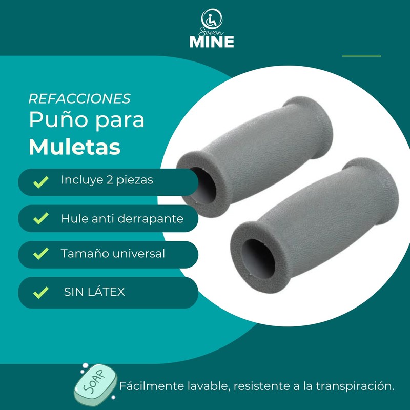 SEVEN MINE | Kit 2 Gomas para Muletas Repuesto Puño