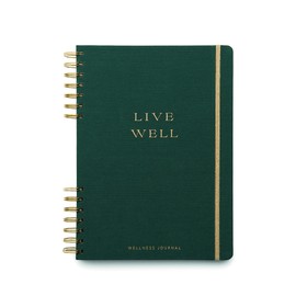 DesignWorks Ink Green Live Well Spiral Mindfulness Notebook Guided Gratitude and Wellness Journal Undated Daily Planner With Self Care and Activity Prompts and Stickers, 7.5" x 10.25