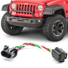 Quadratec H4 to H13 Adapter Pigtail Wiring Harness - Fits Jeep Wrangler JK & JK Unlimited 4-Door 2007-2018 - Convert to Aftermarket Led Headlights - Plug & Play Installation - Pigtail Harness