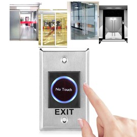 Door Exit Button, Stainless Steel DC12V Infrared Sensor No Touch Contactless Door Exit Release Button Switch with Backlight for Door Access Control