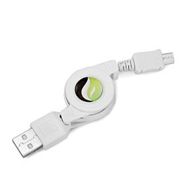 Retractable USB Cable Charger Power Wire Sync Micro-USB Data Cord Supports Fast Charging White for Verizon Blackberry Priv - Verizon Blackberry Q10 - Verizon Blackberry Z10 - Verizon Blackberry Z30