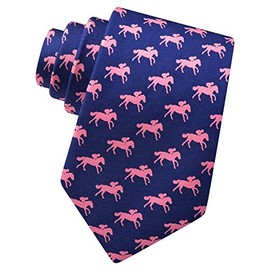 Alynn Men's 100% Silk Blue & Pink Photo Finish Horse Race Racing Xl Extra Long Tie Necktie