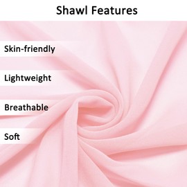 lifwimner Chiffon Scarf Women's Summer Festive Scarf for Evening Dress, Stole Hijab 175 x 70 cm Lightweight Scarves and Shawls Chiffon Scarves for Bride Summer Wedding, pink