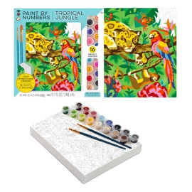 Bright Stripes iHeartArt Paint by Number Kit for Kids Ages 8+ | Tropical Jungle Theme | Art Set with Framed Canvas, 16 Paints & 2 Brushes | DIY Painting Activity Gift for Beginners and Young Artists