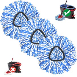 Sgizoku Mop Replacment Head Compatible with Viledar RinseClean Mop Refills Heads : 3PCS Blue Microfiber Mop Head for RinseClean 2 Tank System