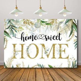 Rarcoirs Housewarming Bridal Shower Backdrop Greenery Home Sweet Home Photography Background New Home House Party Decoration Green Wedding Banner Decoration 71X47inch