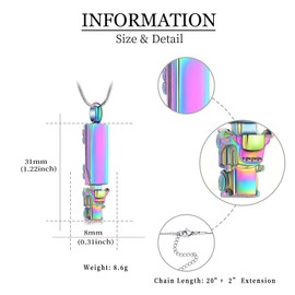 shajwo 18 Wheeler Semi Truck Urn Necklace for Ashes for Men Women Cremation Jewelry of Loved Ones Memorial Locket Pendant,Rainbow