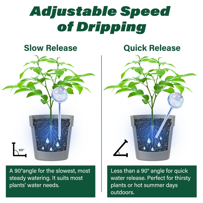 2 Pcs Glass Self Watering Globes, Iridescent Automatic Plant Waterer
