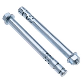 16 mm X 147 mm Sleeve Anchor with Hex Nut, Expansion Screw with Hexagonal Nut and Threaded Stud, Expanding Metal Wall Plug, Preassembled Wedge Anchors for Concrete Masonry, Brick Wall (Pack of 2)