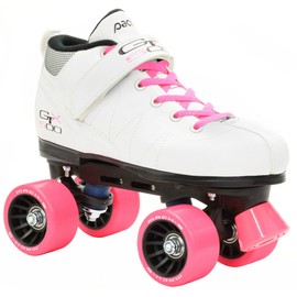 Pacer Mach-5 White Pink Skates - Mach5 GTX500 Quad Roller Skates - Unisex 2 (appropriate for children)