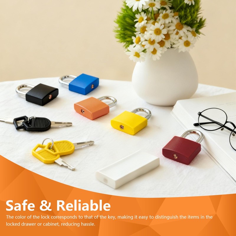 10Packs Suitcase Lockswith Keys Multicolor Small Matel Luggage Padlocks Plastic-Covered