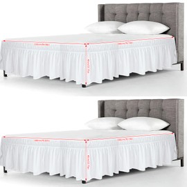 Elastic Ruffled Bed Skirt, Anti Slip Basic Microfiber Bed Skirt, Queen/King Size 100% Microfiber Bed Wrapped Skirt for Bedroom, Hotel (King)