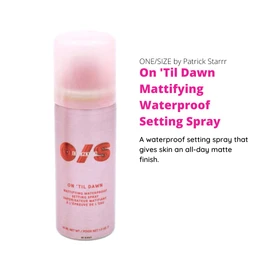 One Size by Patrick Starrr On 'Til Dawn Travel Size Mini Mattifying Waterproof Setting Spray for Long Lasting Face Makeup, All Day Matte Finish, Light Finishing Spray