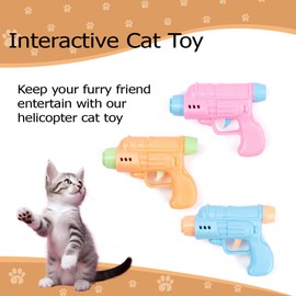 Wagably Colorful Flying Propellers Cat Fetch Toy Set - 17-Piece Interactive Pet Toy for Training, Exercise, and Chasing - Ideal for Indoor and Outdoor Play - Cat Fetch Toy Launcher (Yellow)