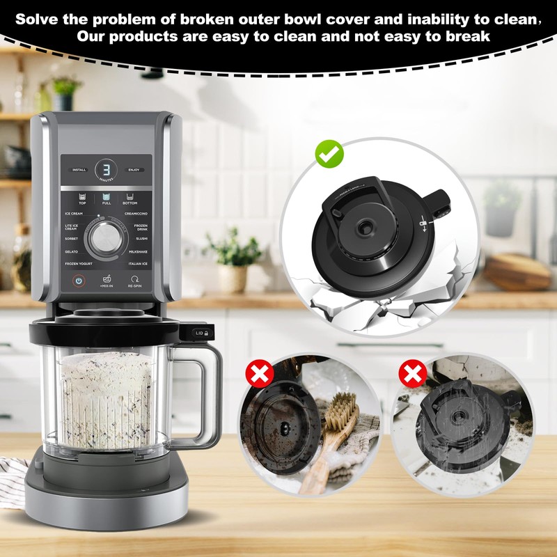 For NC501 Ice Cream Maker Outer Bowl Lid Compatible Ninja