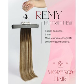 Moresoo Tape Extensions Real Hair Pack of 10 25 g / Pack, #4/6/613 Dark Brown to Chestnut Brown with Platinum Blonde Silky Hair Fashion Seamless Hair 35 cm