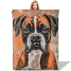Plistiz Boxer Dog Throw Blanket for Women Girls Boys, Soft Flannel Blankets Gifts for Living Room Couch, Home, Sofa Decor, 50"x60"