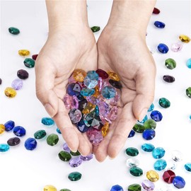 H&D 14mm 100pcs Colorful Crystal Octagon Beads, Ideal for Jewelry Making, Chandelier Crystals DIY Parts, Chandelier Replacements,Arts Crafts