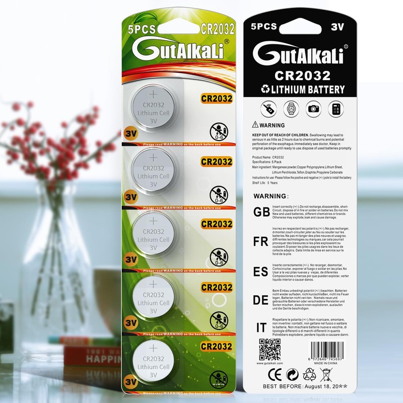 GutAlkaLi 20 Pack CR2032 Batteries - CR2032 3V Battery -