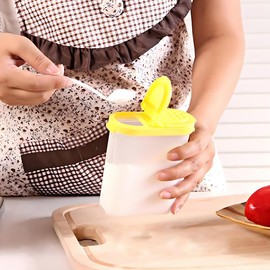 katmerio Set of 3 Storage Jars, 250 ml Spice Boxes, Transparent Storage Containers with Hinged Lids, BPA-Free Plastic Storage Jars for Kitchen Spices, Salt, Sugar, Pepper Used