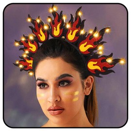 Zoestar Luminous Fire Headband LED Red Flame Headbands Luminous Fire Headdress Carnival Festival Costume Headwear Hair Accessories for Women