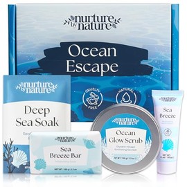 Nurture by Nature Botanicals Cestas De Regalo Nurture By Nature Ocean Escape Spa Para Mujer - Set De Regalo De 4 Piezas De Cuidado Personal Ocean