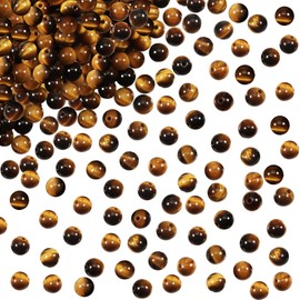 TOAOB 100 Pieces 4 mm Natural Gemstone Beads Tiger's Eye Round Loose Beads with Hole for Jewellery Crafts Threading DIY Bracelet Necklaces Jewellery Making