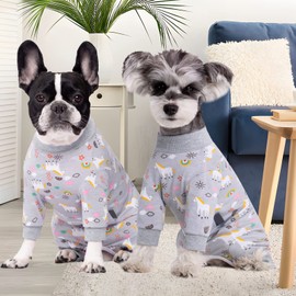 AITOLI Dog Surgery Recovery Suit, Dog Onesie for Surgery Female Male Dogs, Dogs Pajamas Long Sleeve, Small Dogs Onesie, Abdominal Wound Bandages Surgical Suit, Cat Recovery Suit for Shedding Skin Disease