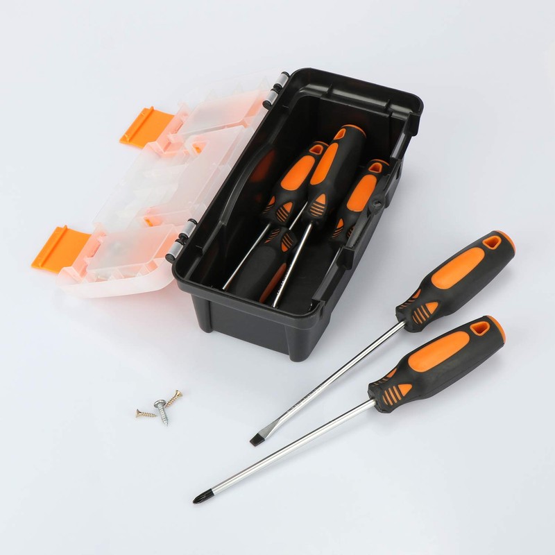 COM-FOUR® 6-piece screwdriver set, compact screwdriver set, Phillips screwdriver and