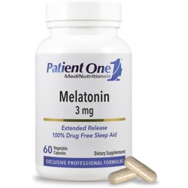 Patient One Melatonin 3 mg Extended Release | Supplement to Support Restful Sleep and Relaxation* | Natural Sleep Aid | 60 Capsules