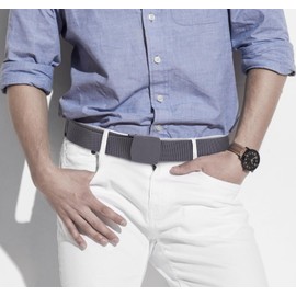 Justay Comf Men's Nylon Canvas Belt for Men, Belt Continuously Adjustable Fabric Belt Gifts, gray