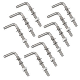 (10 Pieces) M5x150mm L Shaped Threaded Bolt Kits 304 Stainless Steel Foundation Anchor Bolts Square Screws Hooks For Hanging