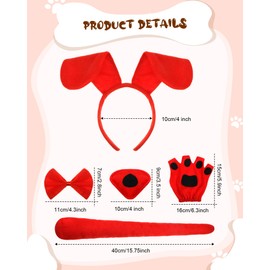 Syhood Dog Costume Set Puppy Ears Headband Bowtie Fake Nose Tail Gloves Animal Dog Costume Accessories for Carnival World Book Day Animal Cosplay Party