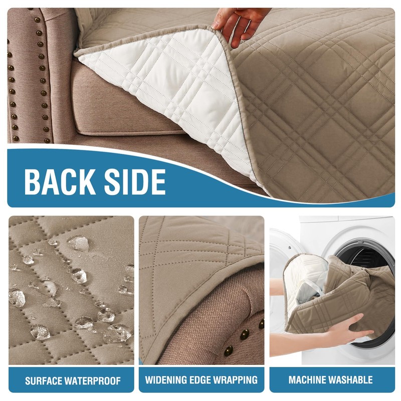 H.VERSAILTEX 100% Waterproof Sofa Covers for 3 Cushion Couch Modern