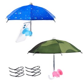 SHDIEHJFMLDH 4pcs Phone Holder With Sun Umbrella - Suction Cup Stand, Desktop Piggy Stand, Durable Outdoor Mobile Accessory (Camouflage and Water Droplet Blue)