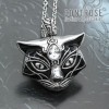 Controse Black cat necklace cat's head black epoxy stainless steel
