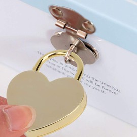 1 juego de candado en forma de corazón con llave, candado vintage para equipaje, diario, libro, joyero, 45x59 mm Candado con cuerpo de hierro de navidad (Imitación de oro)