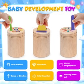 Joozmui Montessori Wooden Toys 2 3 Years, 3 In 1 Montessori Wooden Activity and Development Toys for Boys Girls 2 3 Year Old