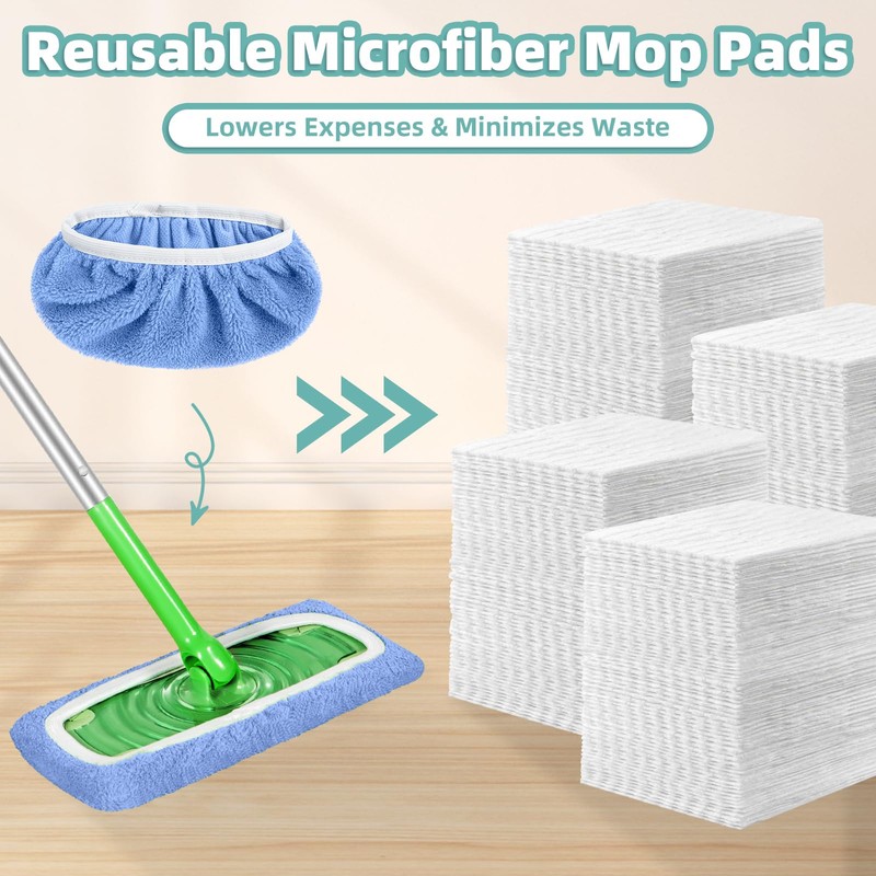 Reusable Mop Pads Compatible with Swiffer Sweeper Mop, Microfiber Dry